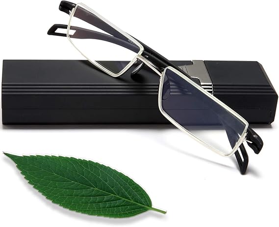 EYEURL Half Frame Reading Glasses for Men Women Blue Light Readers 1.25