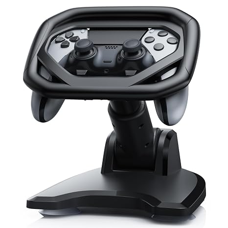 Steering Wheel Table Attachment for PS5 DualSense & DualSense Edge, Black | Steering for GT7, F1 23, Powerful Suction Cups, Compatible with Playstation 5 Controller