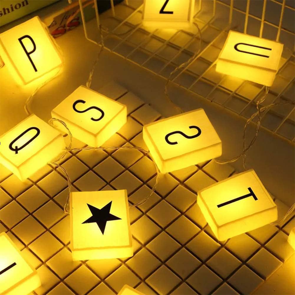 Creation Core 20 Led Letter Light Box String with 60 Letters, Numbers & Symbols Free Combination DIY Letter Banner for Home Decor Photoshoots Birthday Party, Warm White