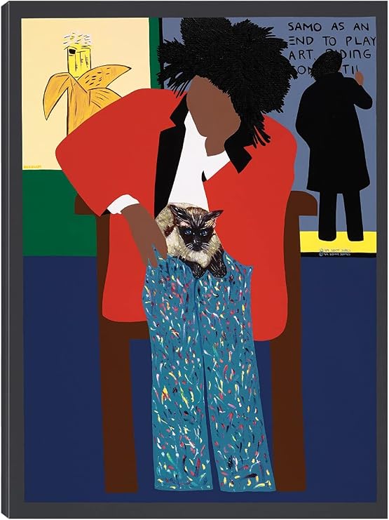 Fine Art Canvas A Tribute to Jean-Michel Basquiat Canvas Wall Decor by Artist Synthia SAINT JAMES for Living Room, Bedroom, Bathroom, Kitchen, Office, Bar, Dining & Guest Room - Ready to Hang - 35 in x 46 in