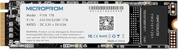 1TB F11N M.2 SSD NVME PCIe SSD Internal Solid State Drive PCIe Gen3X4, M.2 NVMe 1.3, SSD M.2 TLC NAND Flash Up to Read/Write 2,150/1,800MB/s for PC Gaming Laptop