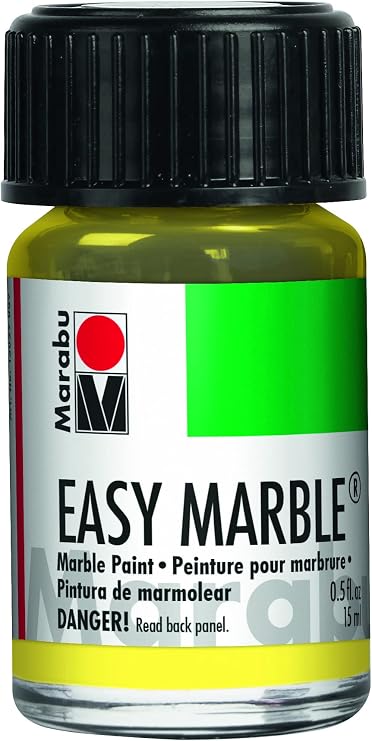 Marabu Easy Marble Paint - Metallic Yellow - Illuminate Your Crafts with a Spark of Brilliance, Like the Shining Sun, with This Radiant Metallic Yellow - 15ml