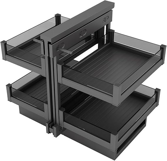 Pull-Out Kitchen Organizer - Blind Corner Storage with 4 Baskets, Slide-Out Cabinet Organizer, Left/Right Opening, Corner Space Optimizer, Black，Black 800