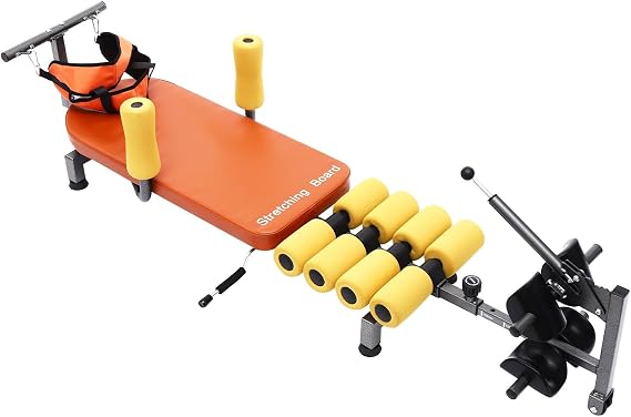 Inline Back Stretch Bench with Cervical Traction, Adjustable Back & Neck Decompression Tool, Back Stretcher Machine with 286.6lbs Capacity for Home Gym Bedroom Office Use