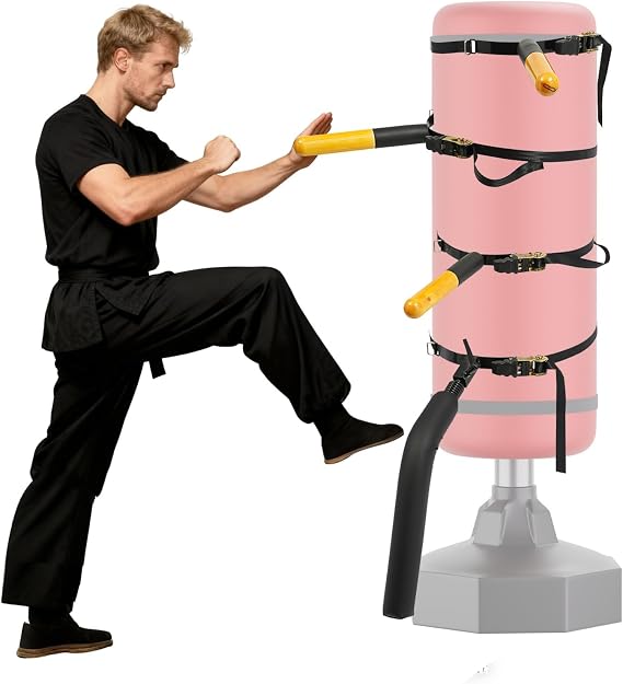 Wing Chun Dummy for Martial Arts Training, Wing Chun Wooden Man Pile, Kung Fu Trainer, Wall Mounted or Portable for Tree or Soft Object