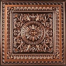 uDecor Marseille Antique Copper Ceiling Tiles - 2 ft. x 2 ft. Decorative Ceiling Tiles, Box of 10, Faux Tin Look, Class A Fire Rated, Easy to Install, Lightweight Vinyl