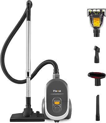 Aircliff Canister Vacuum Cleaner, Specially Designed Nozzle for Pet Family, 1200W & 17Kpa Strong Suction, 2 HEPA Filters & 5 Cleaning Tools for Hard Floor, Carpet, Upholstery, Pet HairSliver