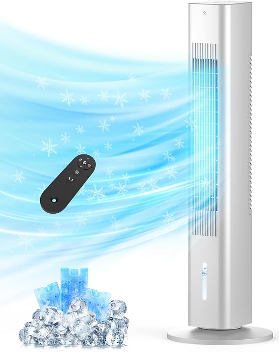 Windowless Portable Air Conditioner, Evaporative Air Cooler w/1.2L Water Tank, 3 Ice Packs, 7H Timer, 60 Swing, No Hose No Window Needed, 3-IN-1 Portable AC Unit for Room Bedroom Outdoor, white-17