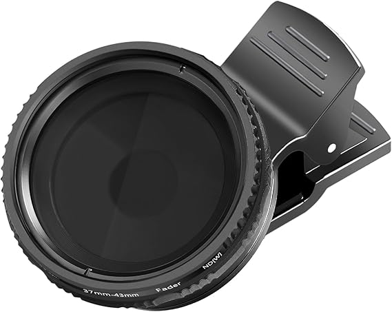 NEEWER 37mm Clip On ND2-ND400 Phone Lens ND Filter Kit: Variable Neutral Density Filter with Phone Clip Compatible with iPhone 15 14 13 Samsung S24 S23 S22 Ultra Android Smartphones iPad