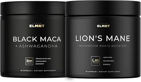 TERRA ELMNT Lion's Mane + Ashwagandha and Black Maca Root Bundle