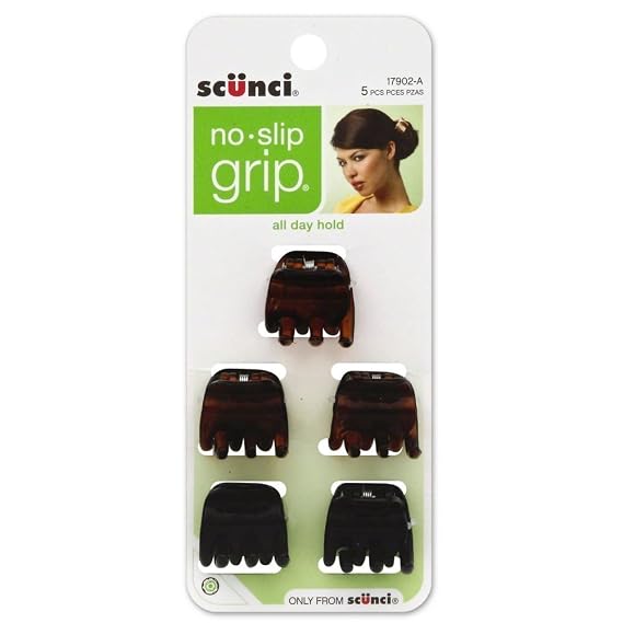 SCUNCI No-Slip Grip Small Jaw Clips, 5 ea (Pack of 4)