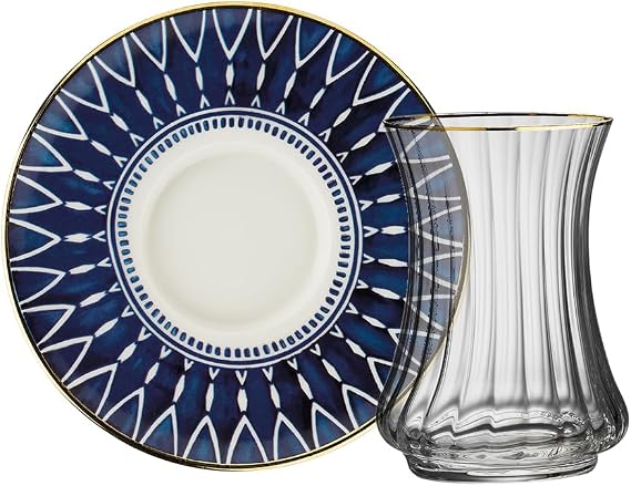 Sandro Moreno 1453 Deep Blue Optik 12 Parça Altı Kişilik Çay Seti 110 ml