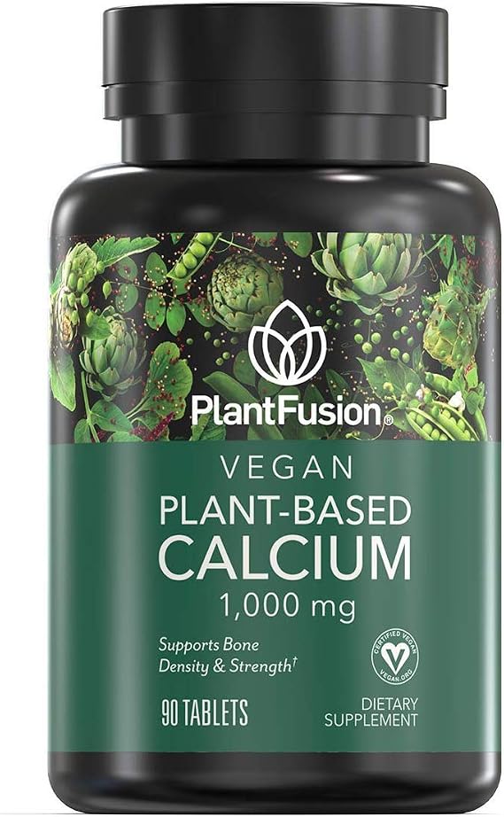 PlantFusion Vegan Calcium, Premium Plant Based Calcium (1000mg) Sourced from Icelandic Red Algae, Plus Magnesium, D3, K2, and Boron, 90 Vegan Tablets | Algae Calcium from Aquamin, Vitamin D3, K2, Magnesium & Boron, Calcium Supplement for Women & Men, Organic