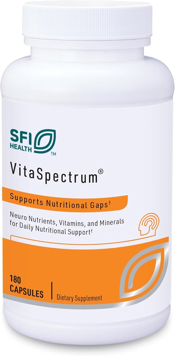 Klaire Labs SFI Health VitaSpectrum Capsules, 180ct | Multivitamin for Kids with 28 Essential Nutrients Including Folate, B12, B6, Antioxidants, Vitamin E & D3, No Copper or Iron