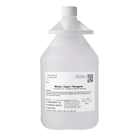 Deionized Water, Ultrapure, DI Water, 1 Gallon, 3.8 Liters