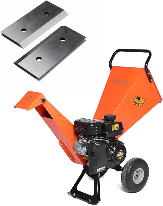 R0 Wood Chipper Shredder Mulcher + Blades Replacement(Qty 2pcs) [Exclusive Bundle Deal]