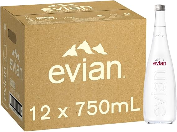 Evianエビアン グラスボトル 750ml×12本