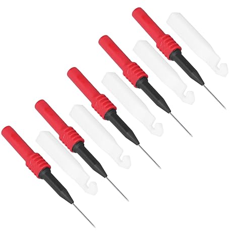 0.7mm Test Probe Piercing Needle Kit with Red Sheath, Multimeter Wire Testing Accessory Set for Automotive Electrical Diagnostic, ESD Safe Insulated Tip Continuity Tester Tool
