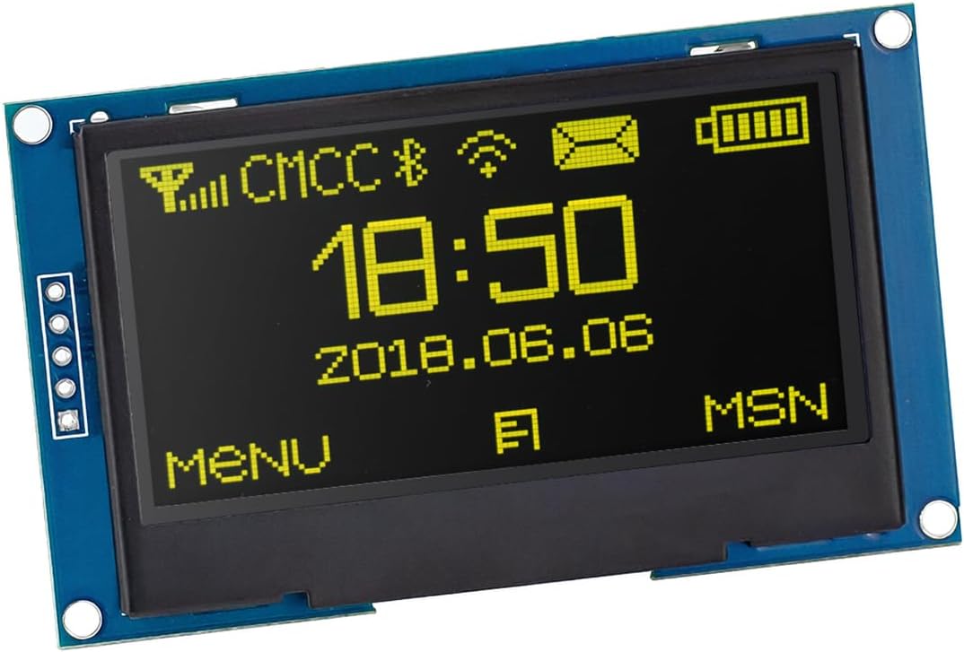 Hosyond 2.4インチ 128x64 IIC I2C OLED ディスプレイモジュール SSD1309 ドライバー OLED スクリーンモジュール Arduino R3 ESP32用 イエロー