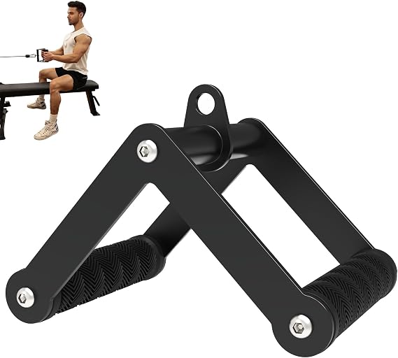Fitarc Double D Rowing Handle Cable Pull Accessories for Gym Non-Slip V Handle Attachment for Home Gym Equipment T Bar Rowing Handle for Back Training Lat Pull Accessories and Cable Machines Attachment