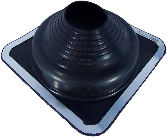 DEKTITE #6 (DFE106B) Square Black EPDM Flexible Pipe Flashing, Roof Jack, Pipe Boot Flashing Dektite (for OD Pipe Sizes 5" - 9")
