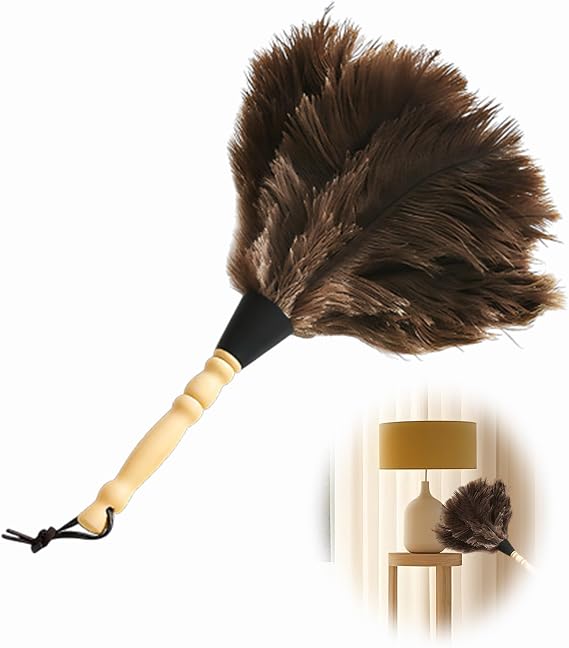 Feather Dusters, Ostrich Duster Cleaning Brush Tool with Wooden Handle for Home&Garden Furniture Dusting,32cm