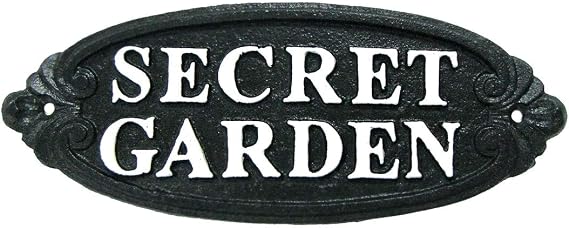 Cast Iron Embossed Secret Garden Wall Sign Lawn Yard Art Home Decor Door Gate Plaque