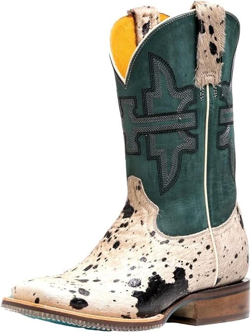 Tin Haul Women's Women'S Shaggy Spot Western Boot Broad Square Toe - 14-021-0007-1453 WH 7 1/2 M US