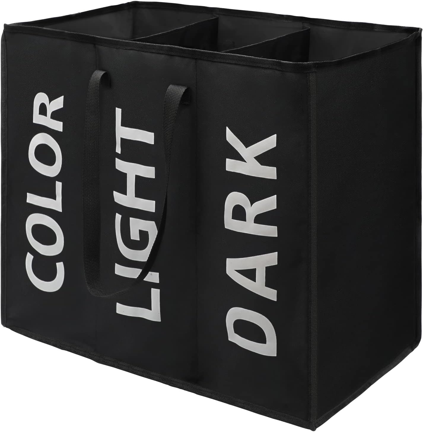Maxsilan 120L Large Laundry Basket with 3 Compartments, Collapisable Laundry Bag, Foldable Laundry Hamper, Folding Washing Storage Bin, Black