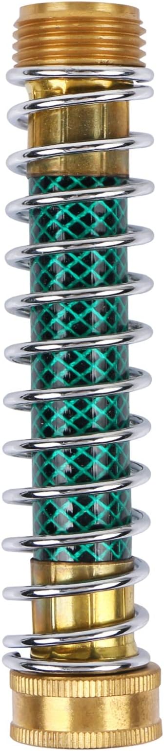 CABAX Garden Hose Kink Protector Coiled Spring Protector with Solid Brass Faucet Hoses Coupling Adapter Extension