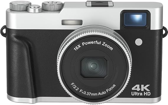 4K Digital Camera for Photography & Video, Black | Vlogging Camera, 3" Flip Screen, Autofocus, External Mic Support, Compact Travel Camera for YouTube, Beginner Starter Kit