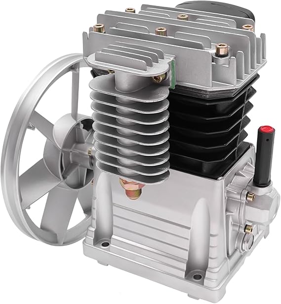 10Bar 3HP Air Compressor Pump Head Piston Compressor with 2 Cylinders Belt Pulley 2065-420L Low Noise 960RPM Cylinder Piston Style Air Compressor Pump Head Air Tool