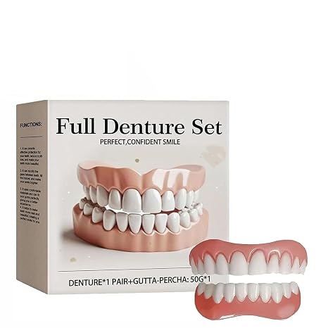 Advanced Customized Silicone Denture Set, Soft Silicone Reline Denture Set,Denture Repair Kit for Men and Women,Soft and Comfortable (1)
