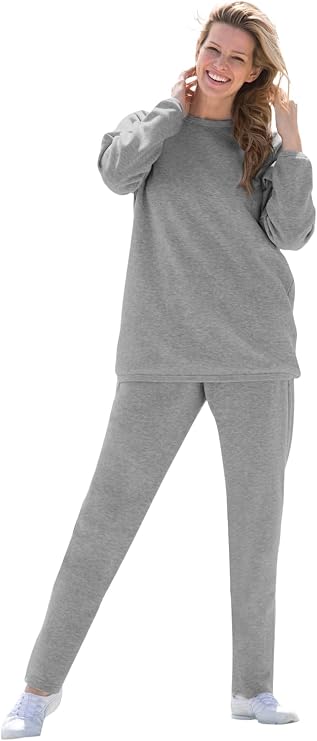 Woman Within Fleece Sweatshirt Set