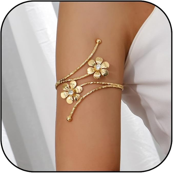 choice of all Gold Arm Cuff Upper Arm Jewelry Gold Flower Chunky Statement Bracelets for Women Armband Beach Jewelry Trendy Stuff Gifts