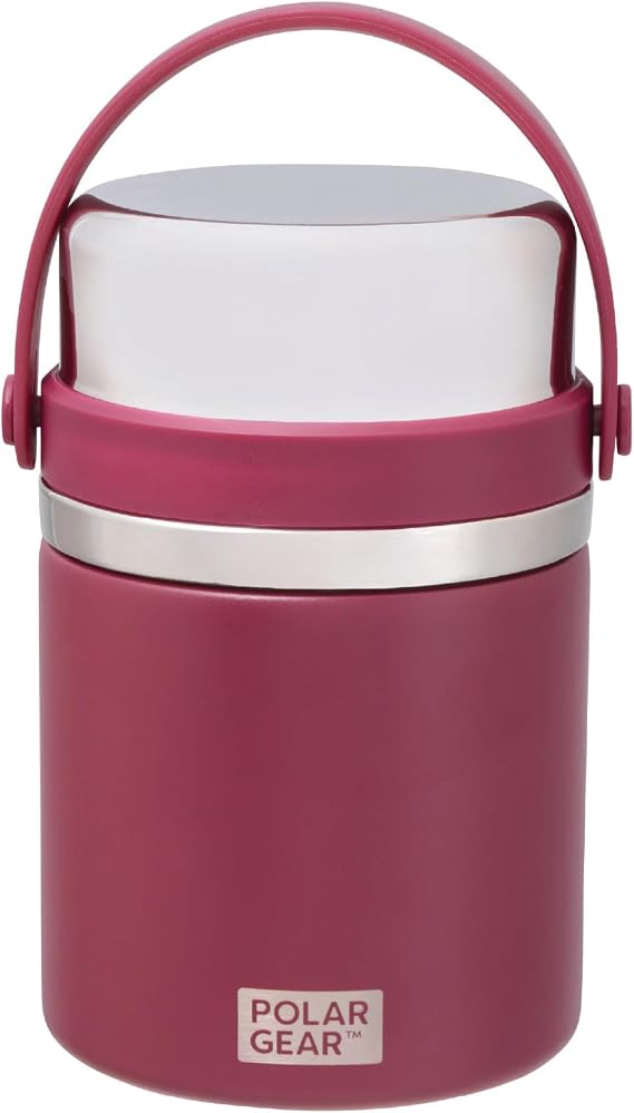 Polar Gear 600ml Insulated Food Flask For Hot Food - Soup Flask + Spoon | Vacuum insulated, Stainless steel, Food flask, Leakproof, BPA free, Foldable spoon, Insulated serving cup, Hot 6h, Cold 12h