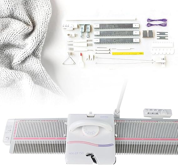 KJLYLPP Knitting Machine, 6.5mm Mid Gauge Plastic Domestic Knitting Machine, 150 Stitches, Hand Sweater Knitting Machine Kit for Most Hand Knitting Yarn