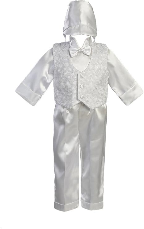 Lito Baby Boys' 3 Piece Christening Baptism Embroidered Vest Set