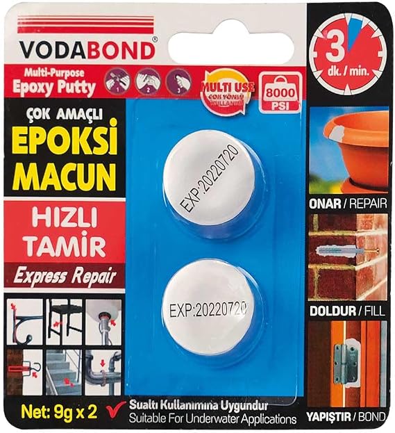 VODABOND 53.03.049 Epoksi Macun Yapıştırıcı, Beyaz