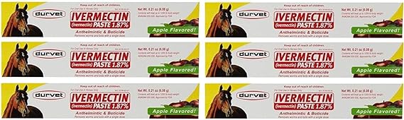 Durvet Ivermectin Paste Dewormer - 6.08g dose @ 1.87% Apple Flavor (6-Pack)