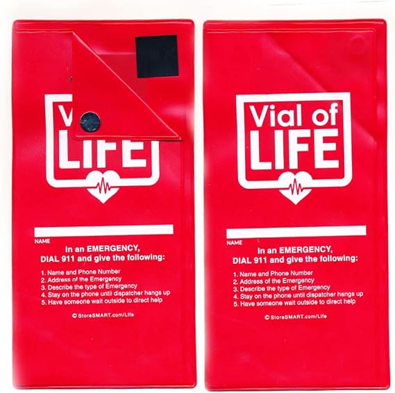 Vial of Life - Life Pro - 4" x 9" Magnetic Closure Pocket W/Medical Form & StickerMagnetic Back - 5 Pack - LPMCP502-RM-5