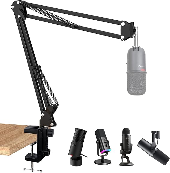 SoloCast Boom Arm Mic Stand, Adjustable Suspension Boom Scissor Arm Stand Compatible with HyperX SoloCast 2 & 1 Gaming Microphone by SUNMON