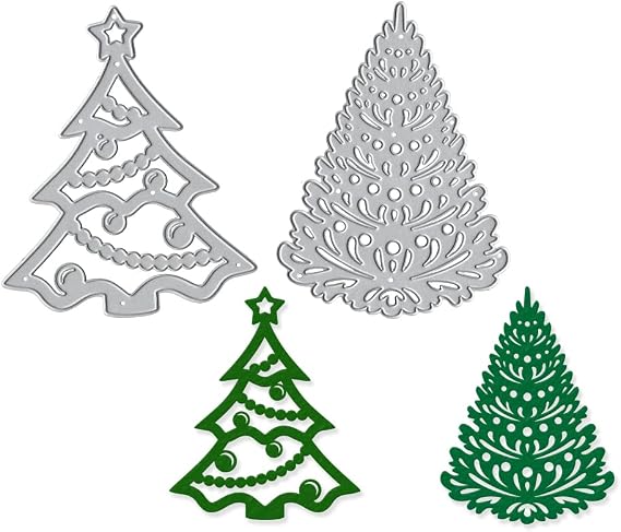 Threetols 2 pcs Christmas Star Tree Metal Die Cuts for Card Making, Christmas Pine Tree Cutting Dies