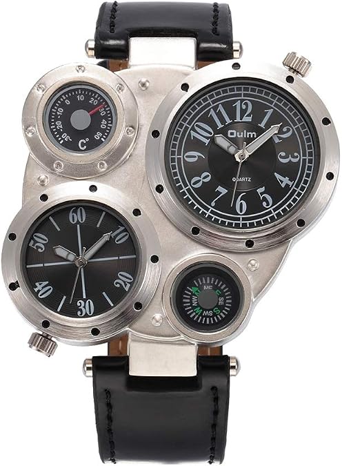 Oulm Carrie Hughes Men's Steampunk Automatic Watch Self-Winding Mechanical Skeleton Leather Watch