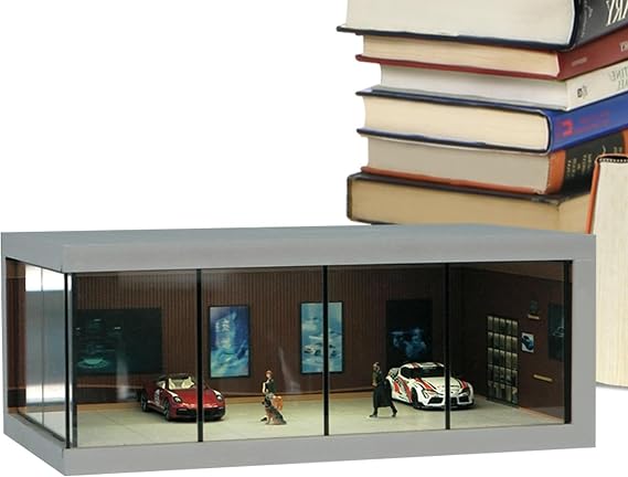 Aufbewahrungsbox für Automodelle Maßstab 1:64 Fahrzeug-Spielzeug-Organizer platzsparende Vitrine Licht zum Präsentieren