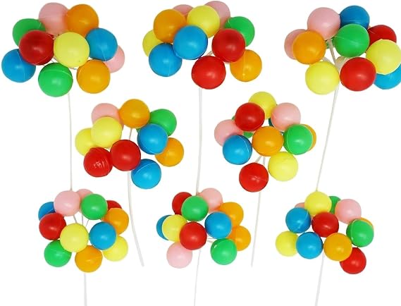 Rainbow Balloon Cluster Cake & Cupcake Decorative Topper & Pick - 8 Clusters Per Pack, 7 Inch Long
