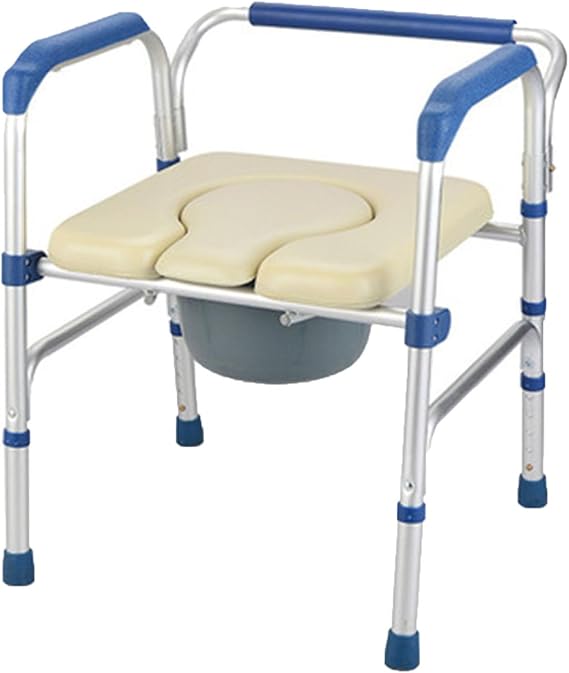 Bedside Commode with Back, Armrests, Padded Toilet Seat, Height Adjustable Elderly Assistance Potty Chair, Folding Bedside Commode,Shower Chair for Seniors, Elderly, Handicap