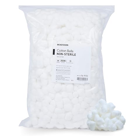 McKesson Cotton Balls Bulk, 100% Pure Cotton Balls for Face, 2000 ct | Nail Polish Remover, Makeup