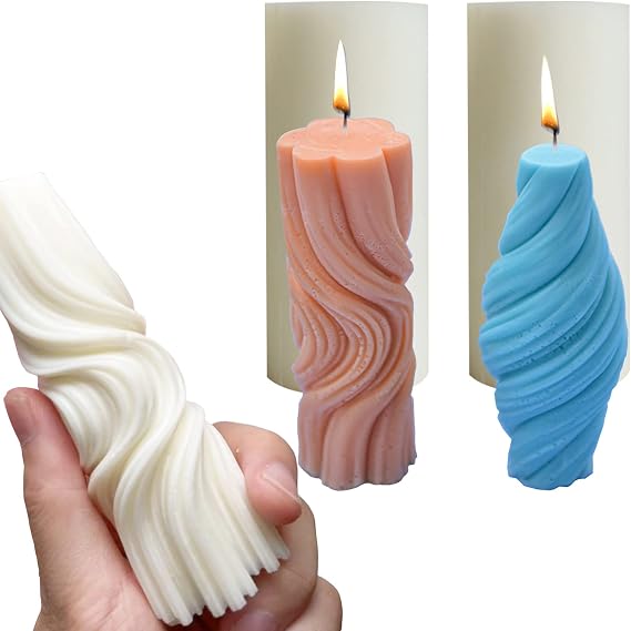 Pillar Candle Mold, Silicone Candle Molds for Candle Making, Reusable Irregular Geometric Candle Molds Silicone, DIY Resin Art Crafts Aromatherapy Candle Making Molds, Abstract Art Home Decor Tool,2pc [Energy Class A]