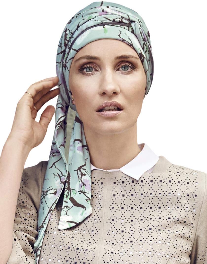 Christine Headwear Akina Long Printed Scarf and Belle of Hope 19 Page Q & A Guide Magnolia Blue 0437